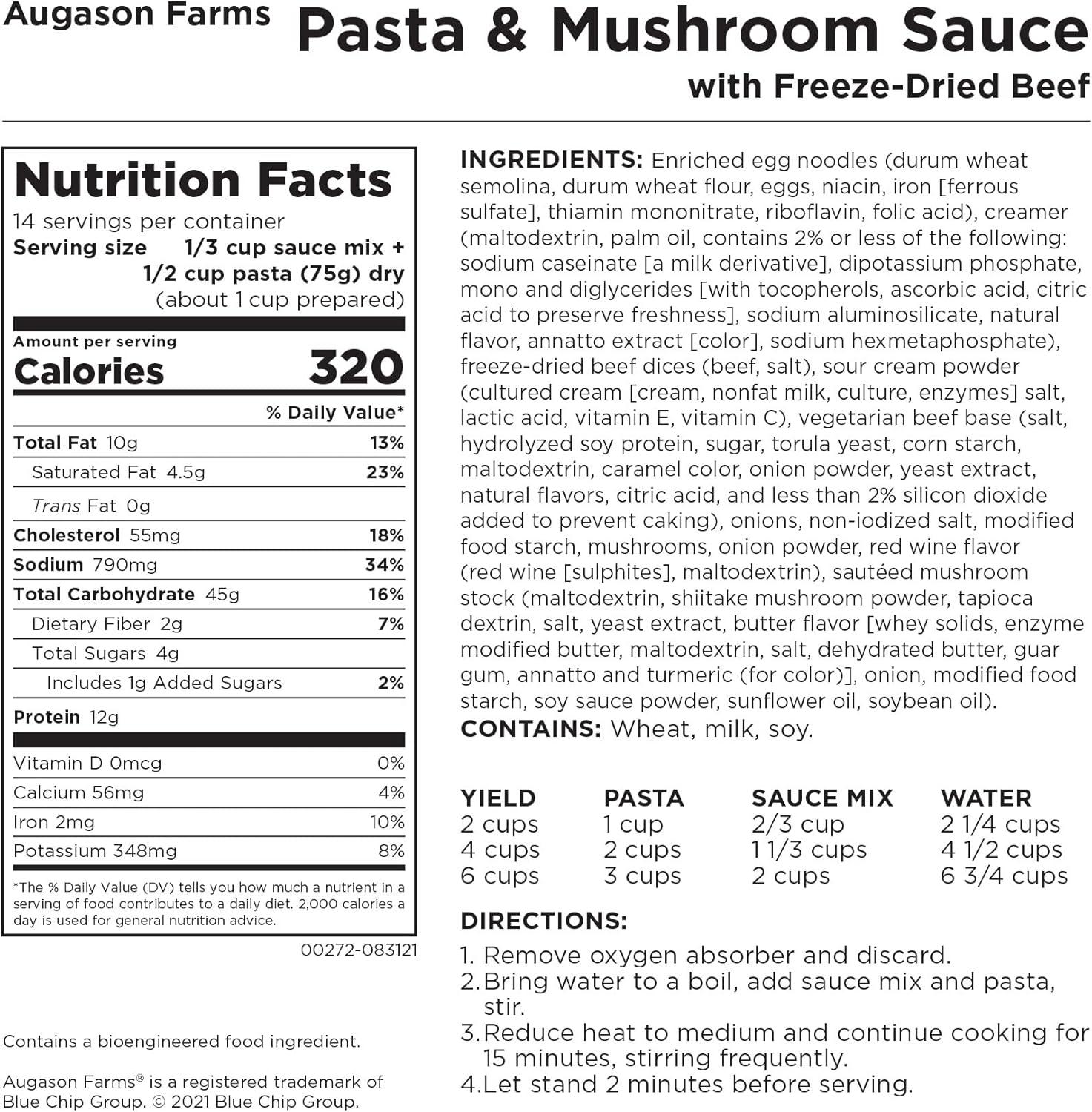 image:imageAugason Farms Freeze Dried Beef Stroganoff Kit 4096 oz No 10 Can